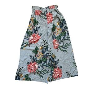Patrons of Peace Pants Womens Small Gray Blue Floral Tropical Wide Leg Palazzo